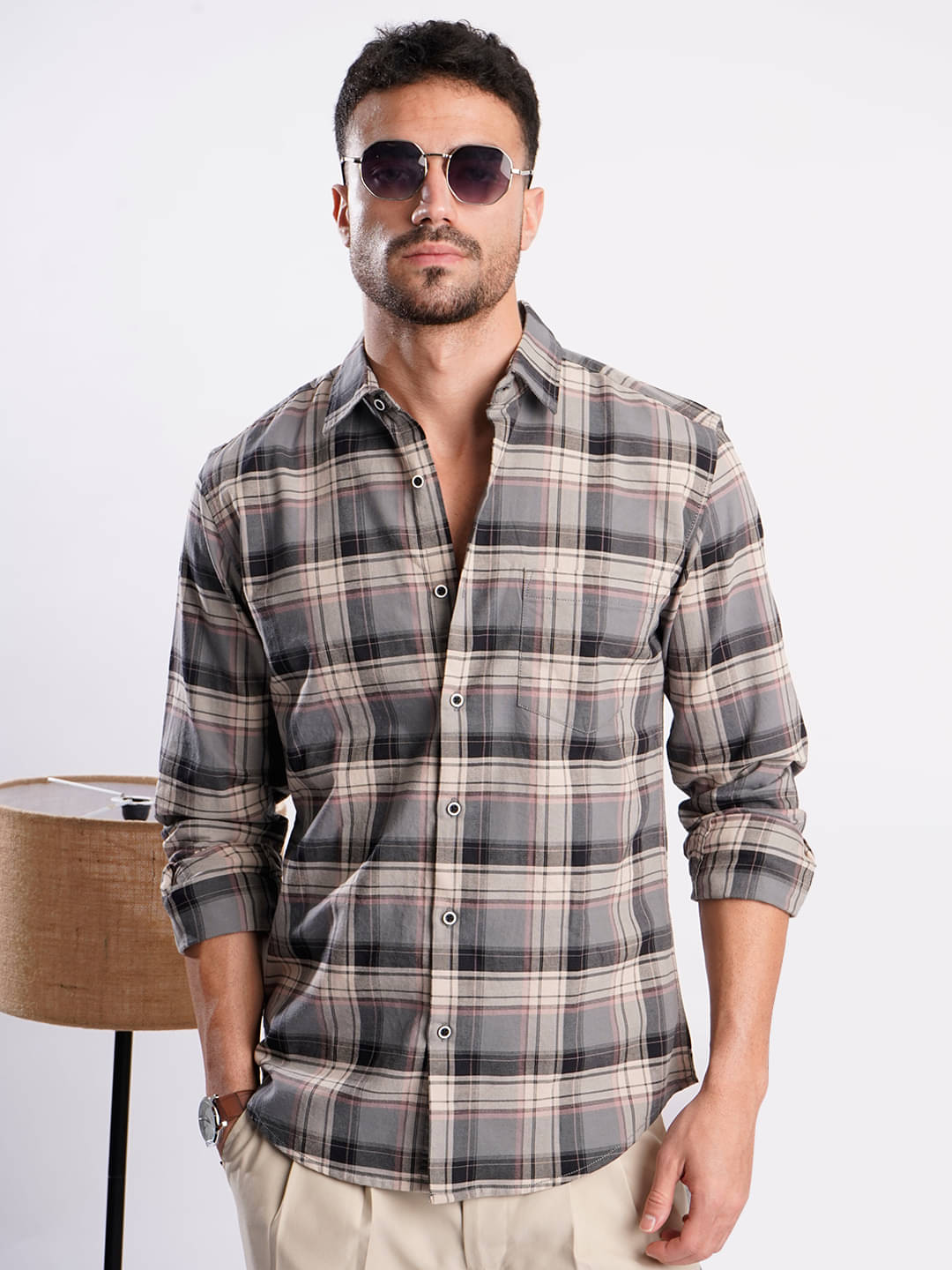 IVOC 100% Cotton Slim Fit Checks Full Sleeves Men's Casual Shirt - Multicolor ( Pack of 1 )     			IVOC 100% Cotton Slim Fit Checks Full Sleeves Men's Casual Shirt - Multicolor ( Pack of 1 )