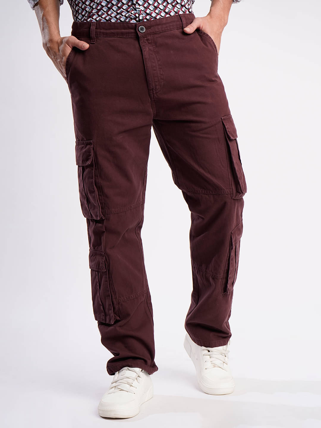     			IVOC Relax Flat Men's Cargos - Maroon ( Pack of 1 )