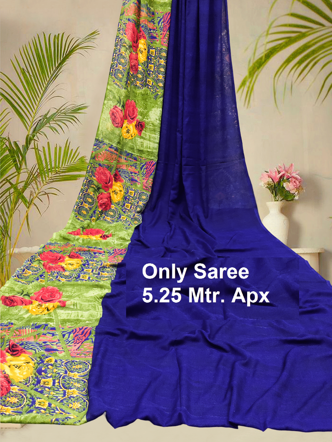     			Kanooda Prints Georgette Printed Saree Without Blouse Piece ( Navy Blue )