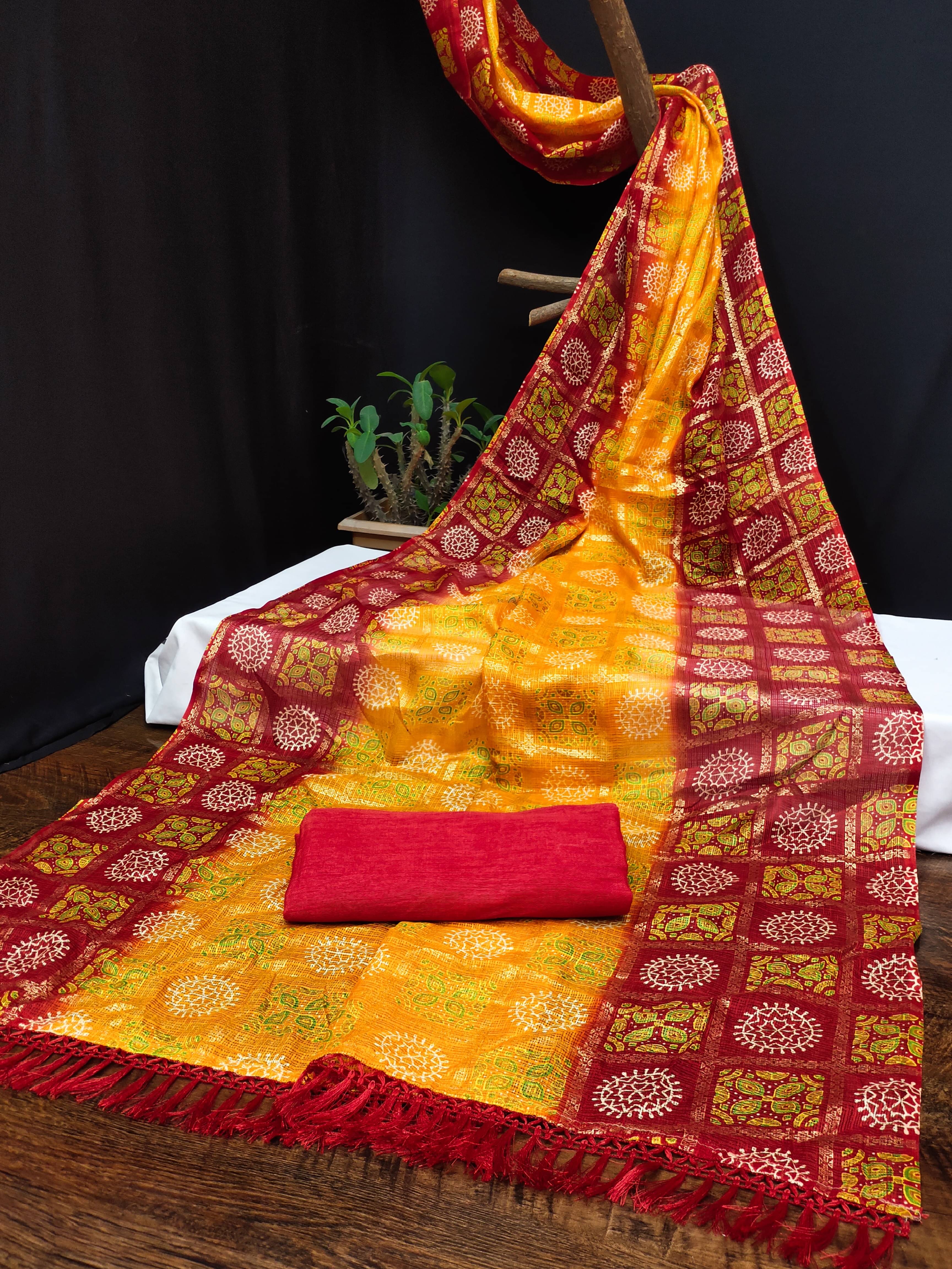 Maayro Net Printed Saree With Unstitched Blouse Piece ( Yellow1 ) Maayro Net Printed Saree With Unstitched Blouse Piece ( Yellow1 )