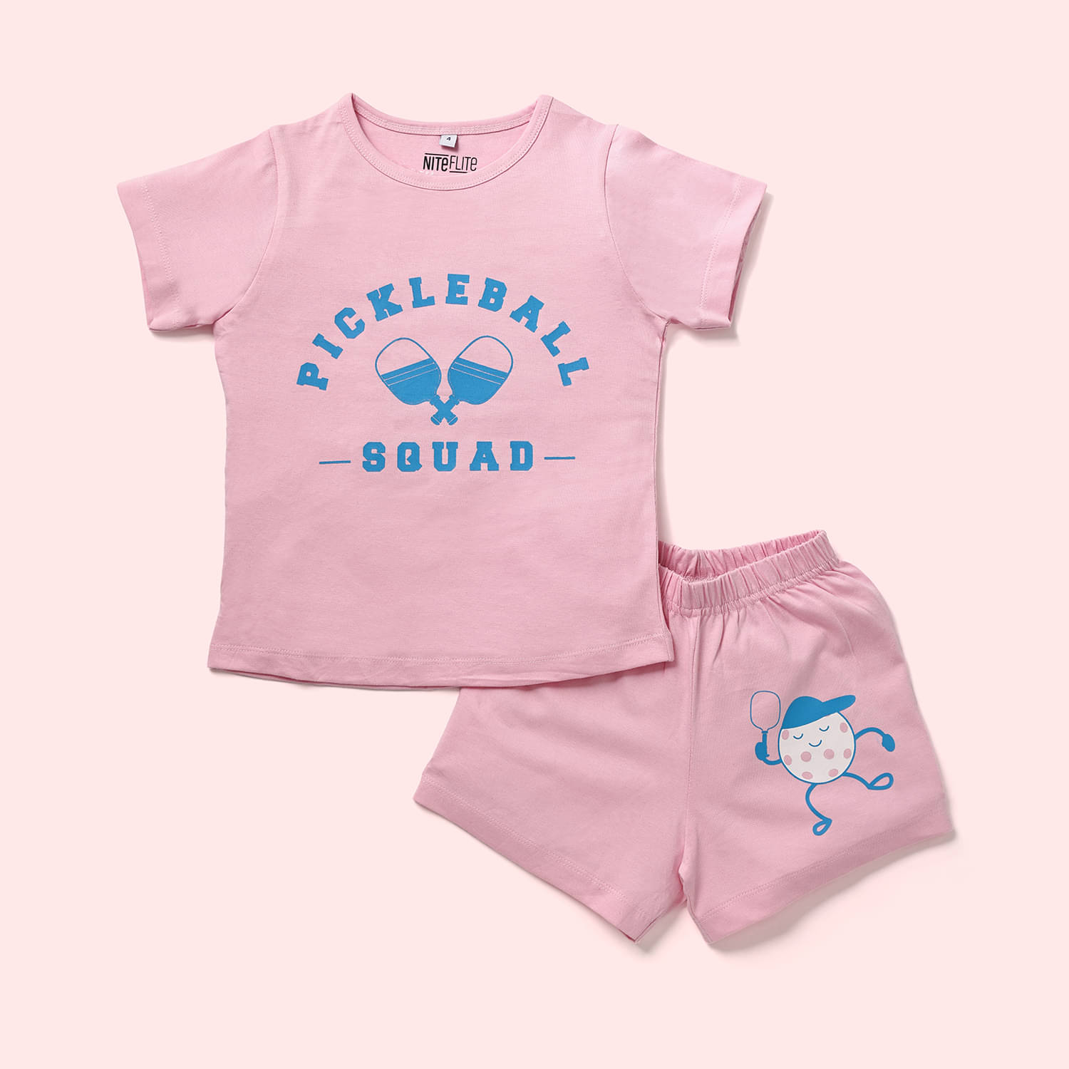     			Nite Flite Pack of 1 Girls Cotton Nightsuit Set ( Pink )