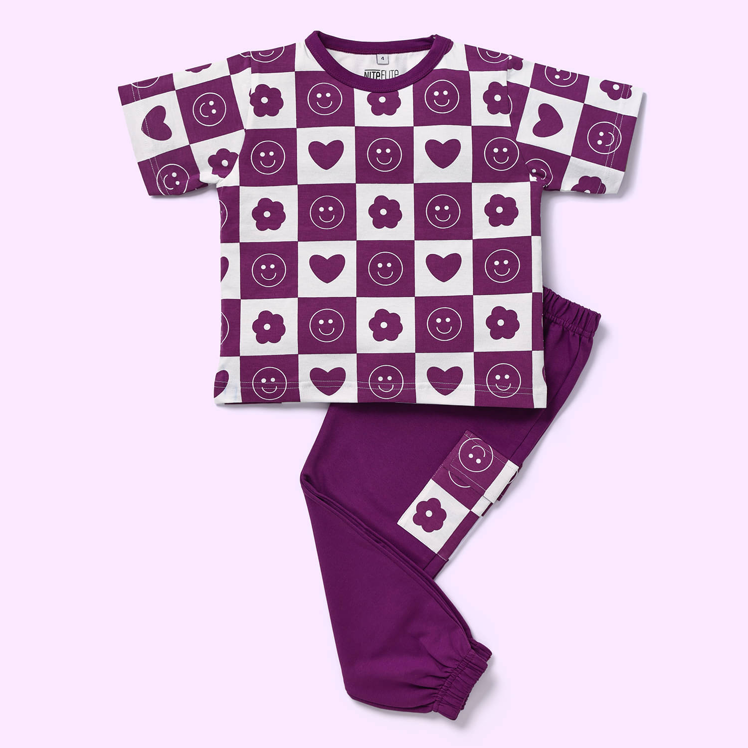     			Nite Flite Pack of 1 Girls Cotton Nightsuit Set ( Multicolor )