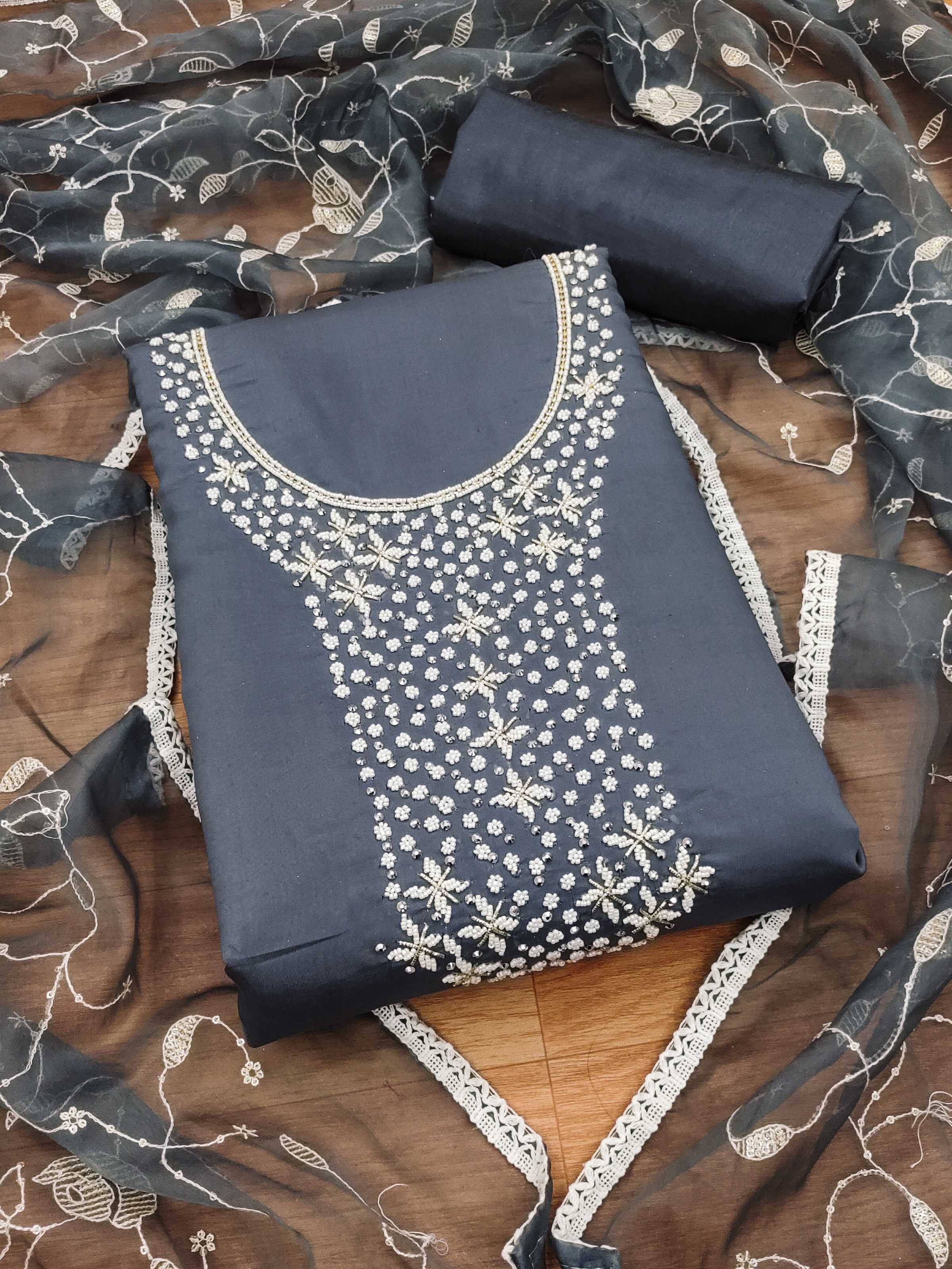 Rangtulika Ethnics Women Chanderi Unstitched Dress Material ( Grey Melange ) Rangtulika Ethnics Women Chanderi Unstitched Dress Material ( Grey Melange )