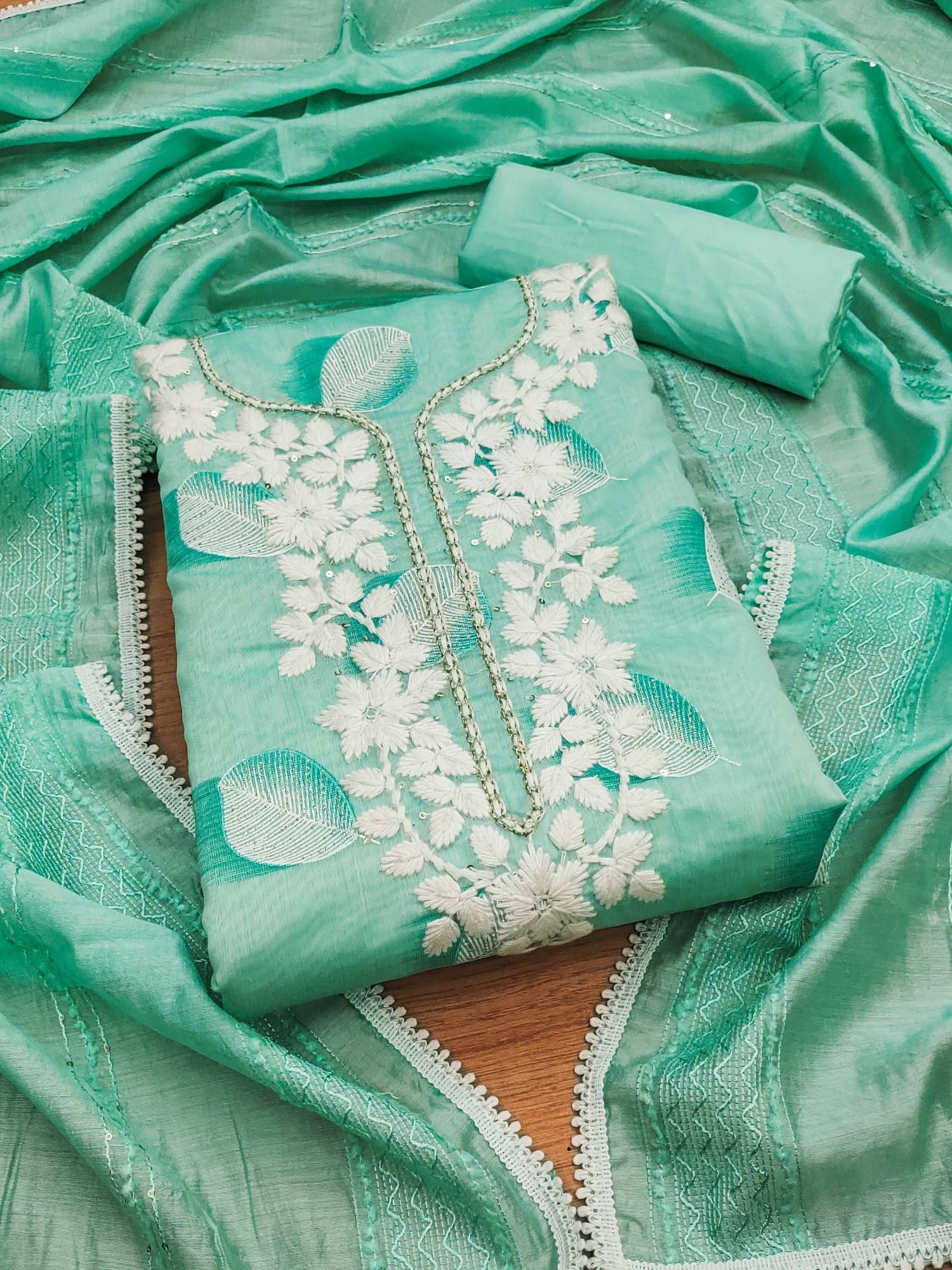 Rangtulika Ethnics Women Chanderi Unstitched Dress Material ( Light Blue ) Rangtulika Ethnics Women Chanderi Unstitched Dress Material ( Light Blue )