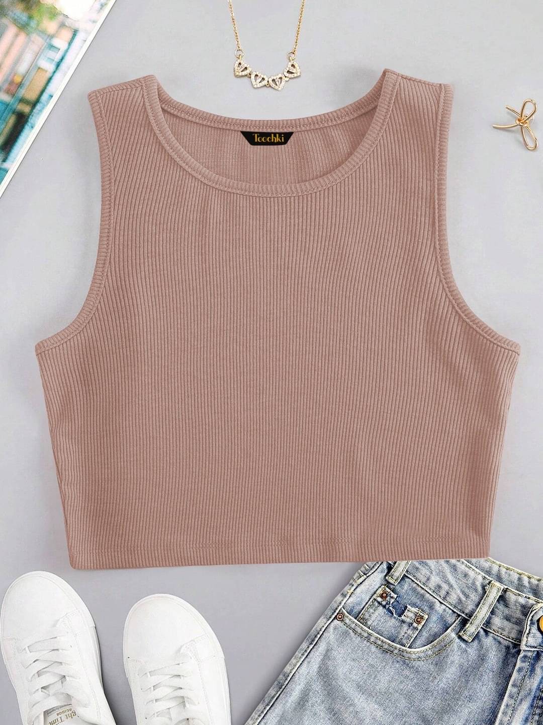     			TOOCHKI Women's Lycra Tank Top ( Cream )