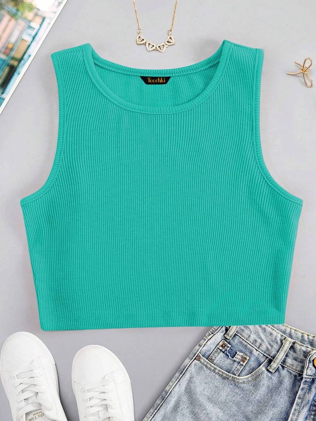 TOOCHKI Women's Lycra Tank Top ( Turquoise )     			TOOCHKI Women's Lycra Tank Top ( Turquoise )