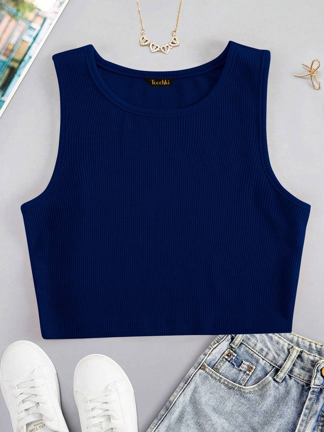     			TOOCHKI Women's Lycra Tank Top ( Navy Blue )