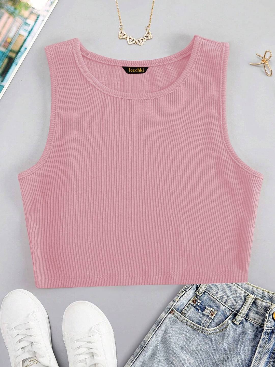 TOOCHKI Women's Lycra Tank Top ( Pink ) TOOCHKI Women's Lycra Tank Top ( Pink )
