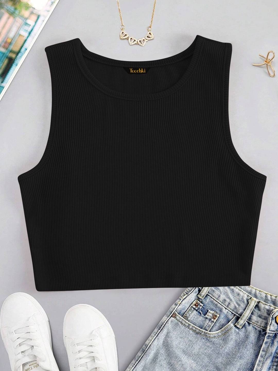     			TOOCHKI Women's Lycra Tank Top ( Black )