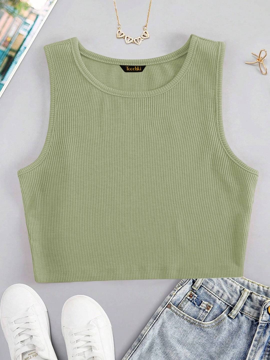     			TOOCHKI Women's Lycra Tank Top ( Mint Green )