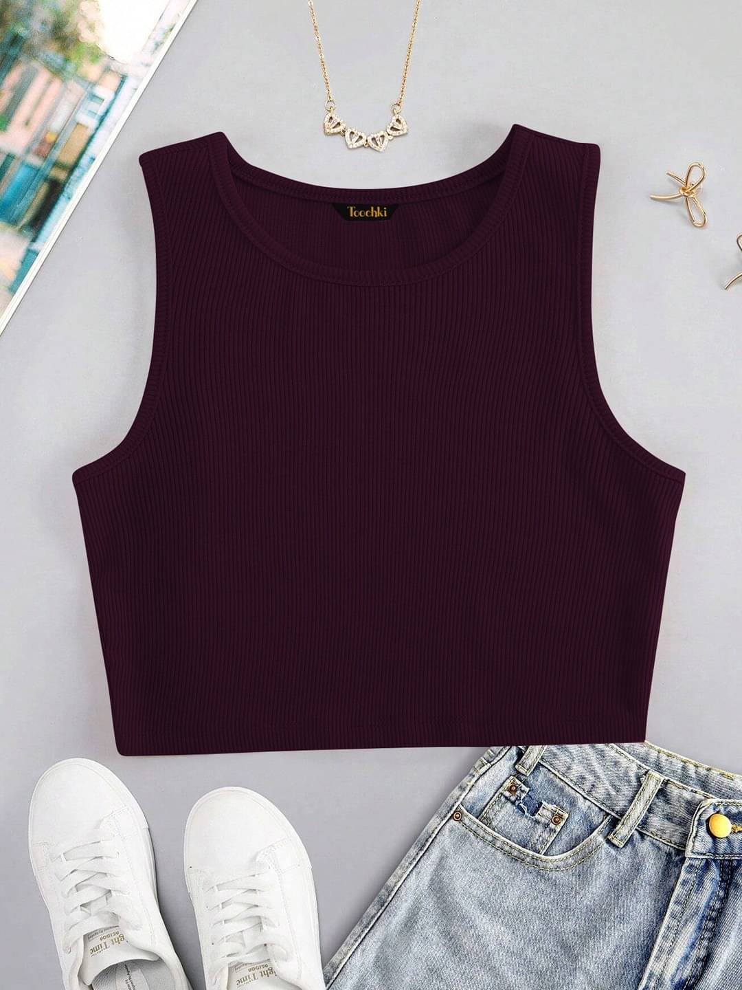 TOOCHKI Women's Lycra Tank Top ( Wine ) TOOCHKI Women's Lycra Tank Top ( Wine )