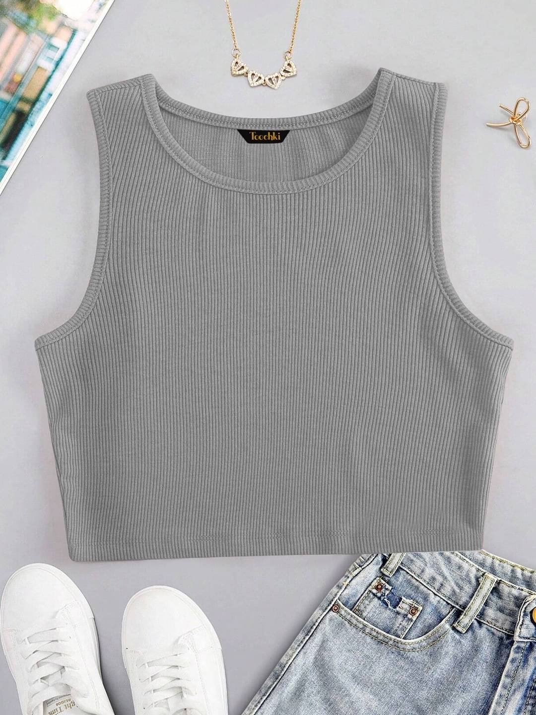     			TOOCHKI Women's Lycra Tank Top ( Grey )