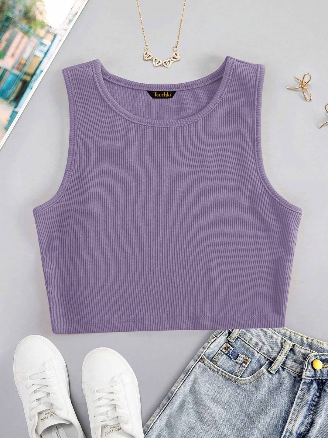     			TOOCHKI Women's Lycra Tank Top ( Purple )