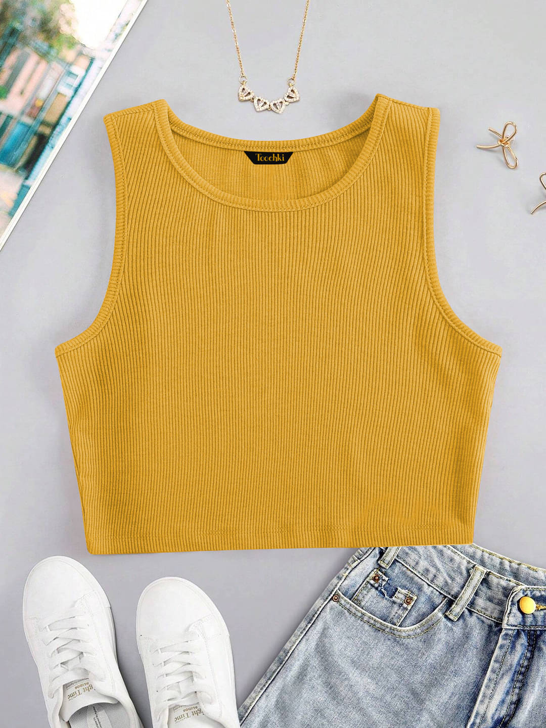 TOOCHKI Women's Lycra Tank Top ( Mustard ) TOOCHKI Women's Lycra Tank Top ( Mustard )