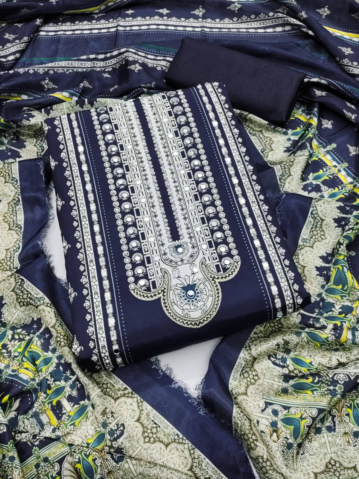 ALSHOP Women Cotton Blend Unstitched Dress Material ( Blue ) ALSHOP Women Cotton Blend Unstitched Dress Material ( Blue )