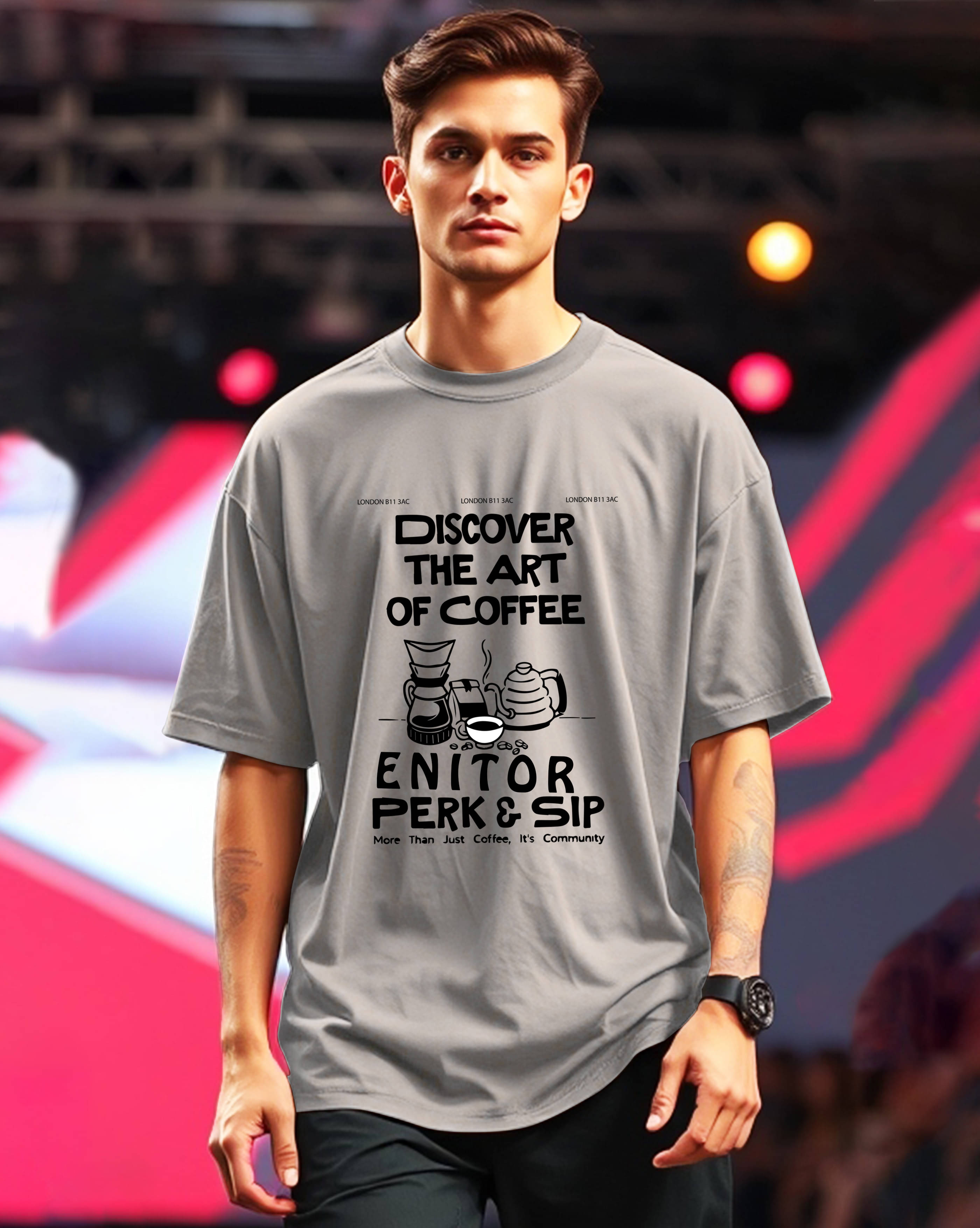     			AUSK Men Cotton Blend Oversized Fit Printed T-Shirt ( Grey )