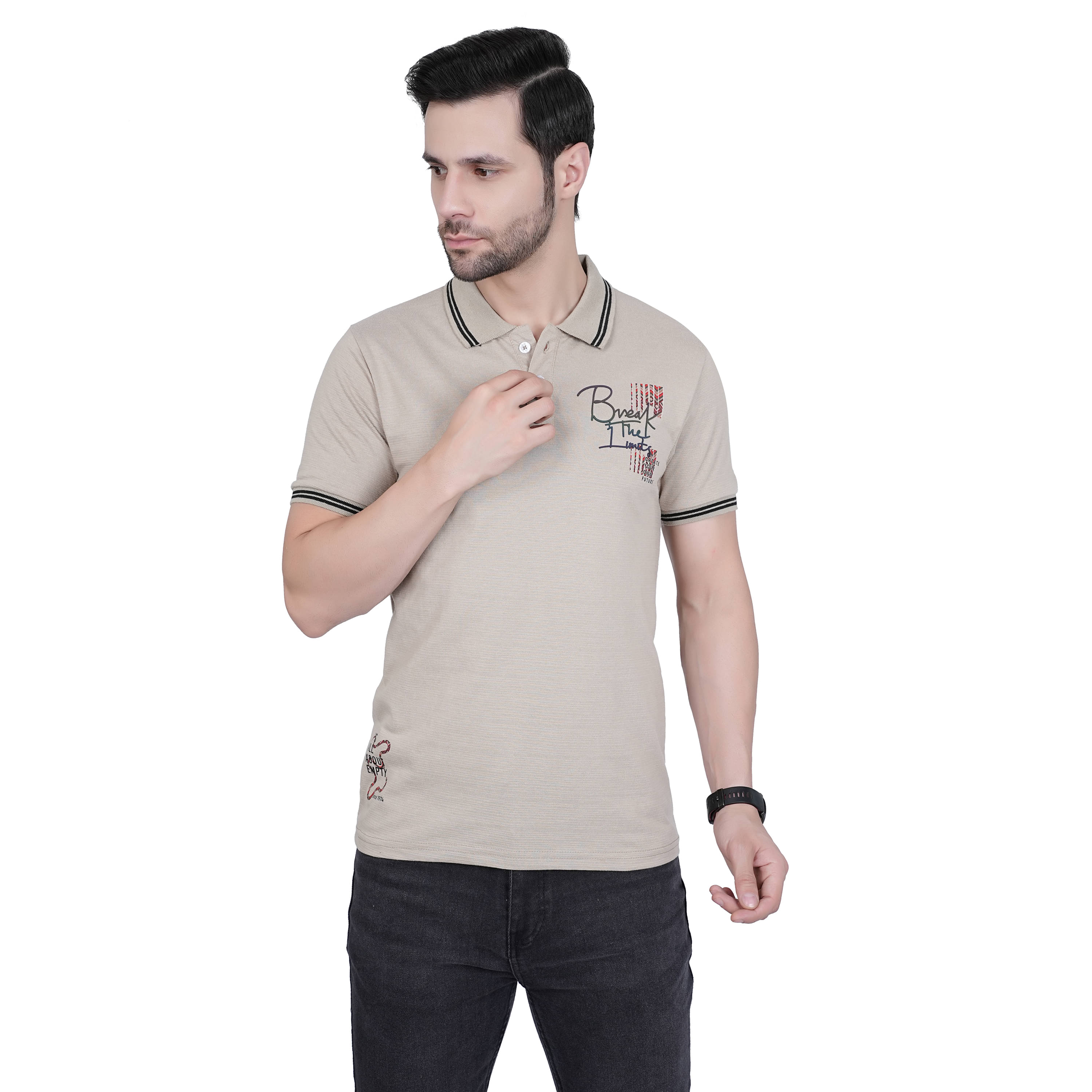     			DIDOT Men 100% COTTON Regular Fit Solid Polo T-Shirt ( GREY )