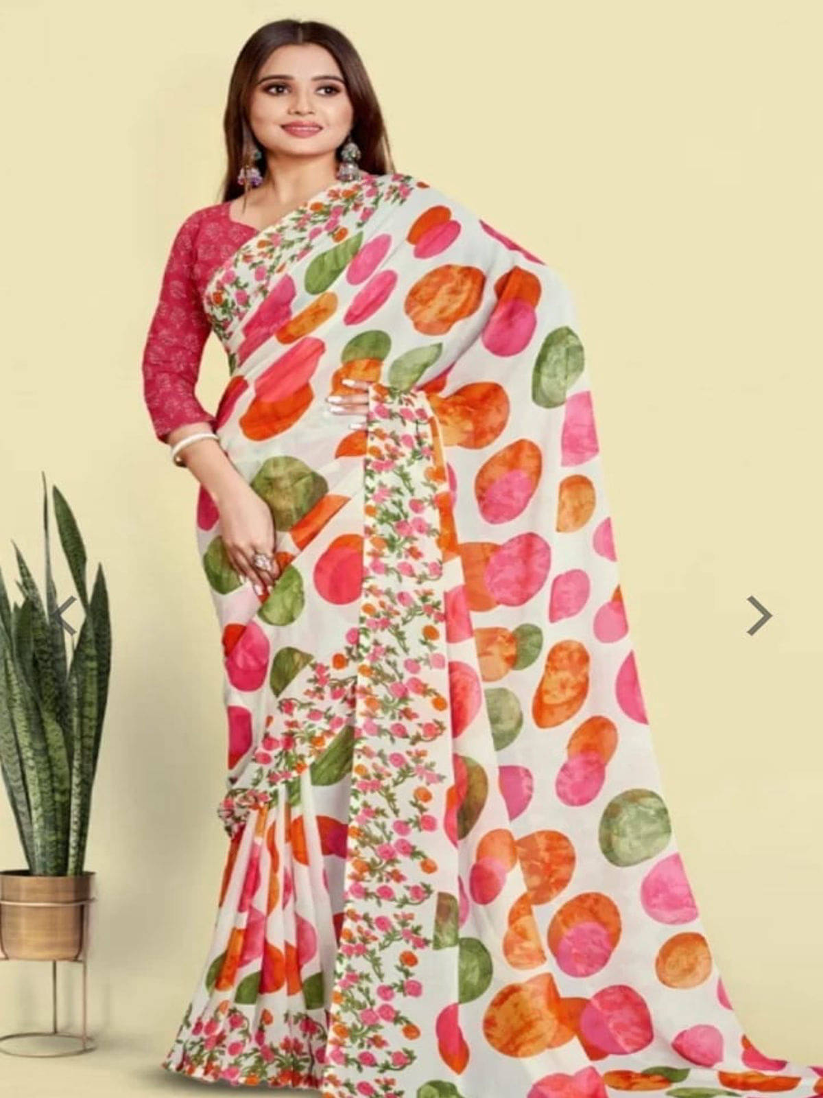 Divyanka Georgette Printed Saree With Unstitched Blouse Piece ( Pink ) Divyanka Georgette Printed Saree With Unstitched Blouse Piece ( Pink )