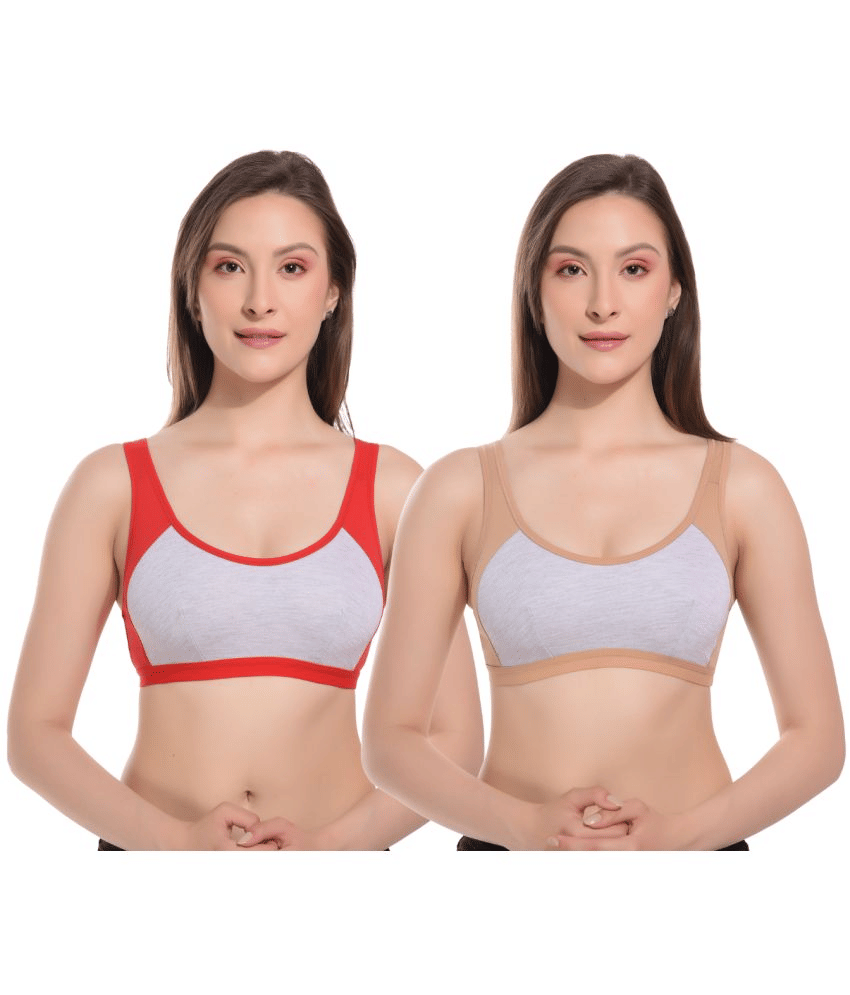 FAZTER Pack of 2 Lycra Non Padded T-Shirt Bra For Women ( Red,Beige ) FAZTER Pack of 2 Lycra Non Padded T-Shirt Bra For Women ( Red,Beige )