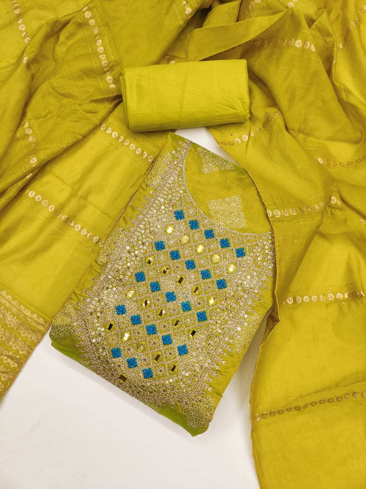 HL SILKMILLS Women Chanderi Unstitched Dress Material ( Mint Green ) HL SILKMILLS Women Chanderi Unstitched Dress Material ( Mint Green )