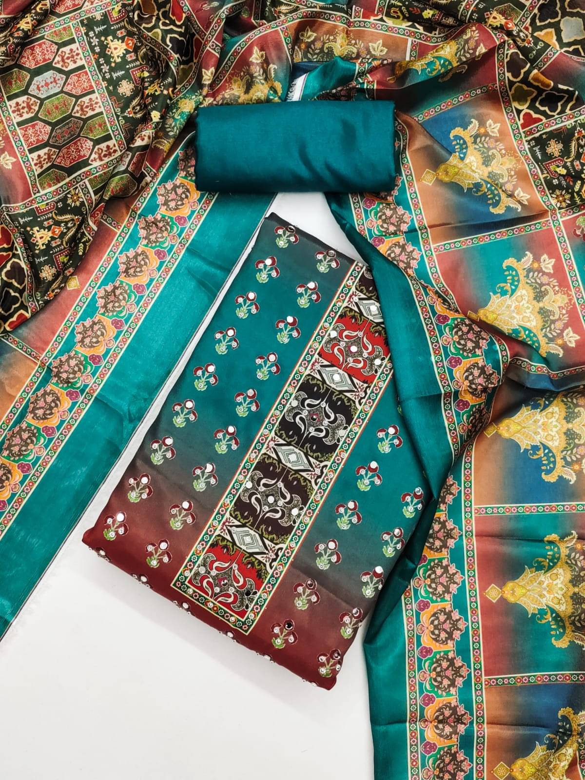 HL SILKMILLS Women Silk Blend Unstitched Dress Material ( Sea Green ) HL SILKMILLS Women Silk Blend Unstitched Dress Material ( Sea Green )