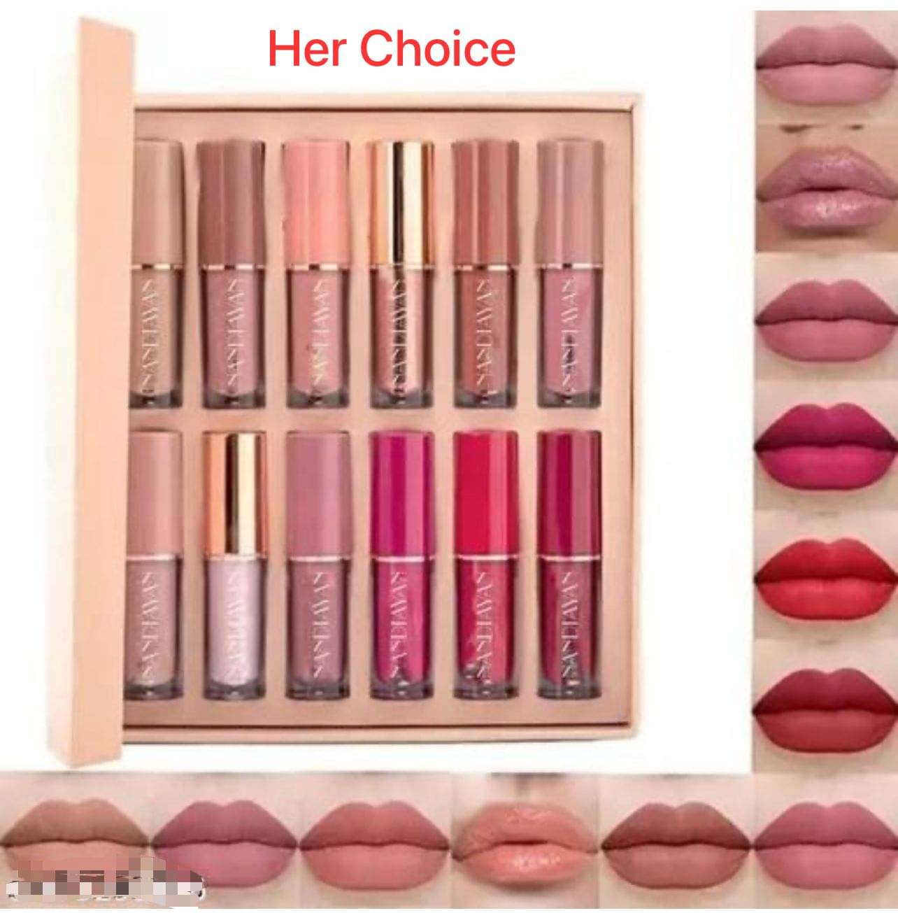     			Her Choice Multi Glossy Long Lasting Liquid Lipstick ( Pack of 12 )