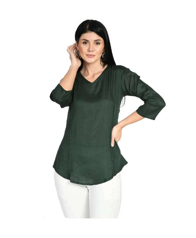 IndiWeaves Women's Rayon Regular Top ( Green ) IndiWeaves Women's Rayon Regular Top ( Green )