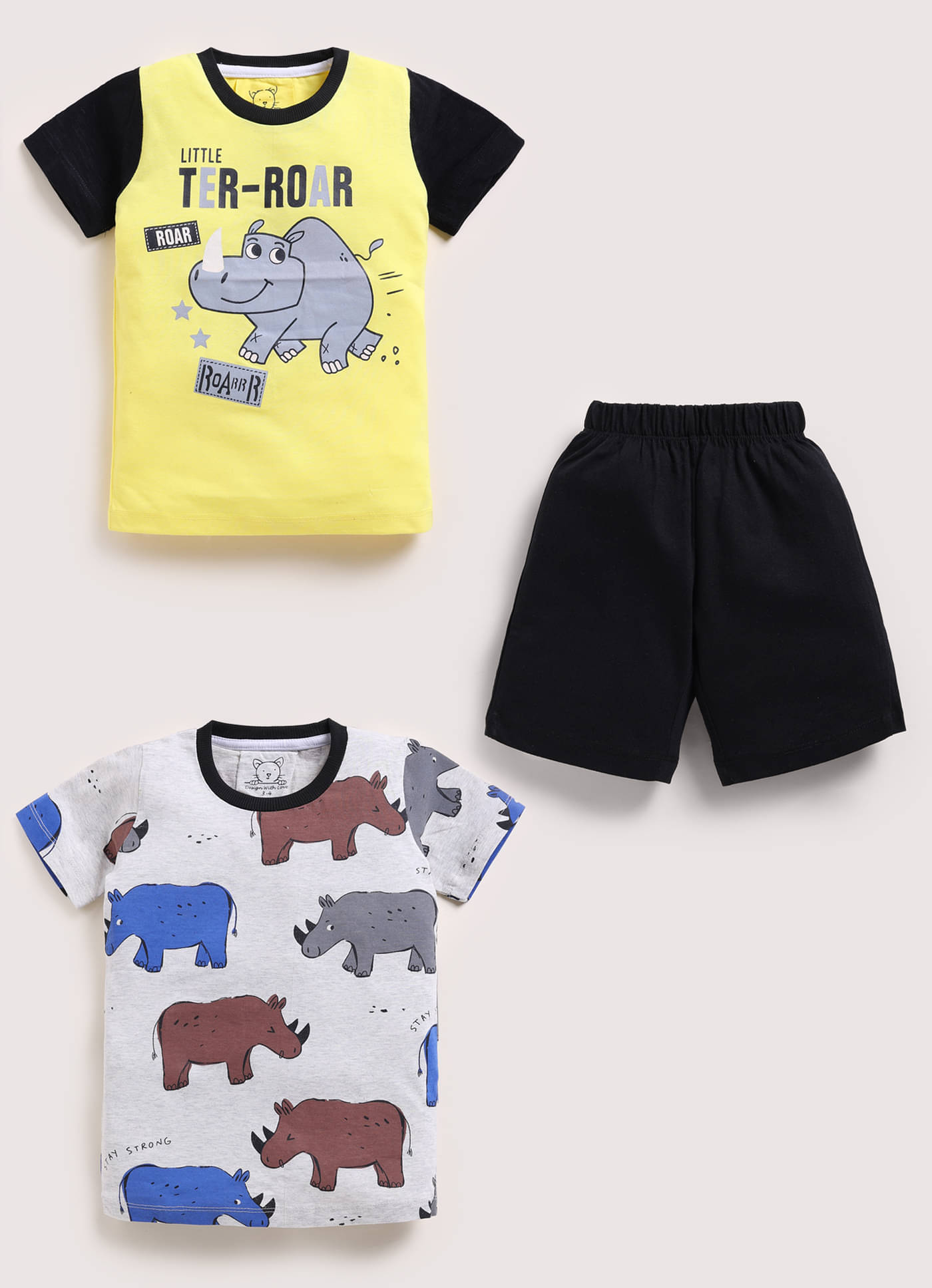 Lazy Shark Pack of 2 Boys Cotton Blend T-Shirt & Shorts Set ( Grey ) Lazy Shark Pack of 2 Boys Cotton Blend T-Shirt & Shorts Set ( Grey )