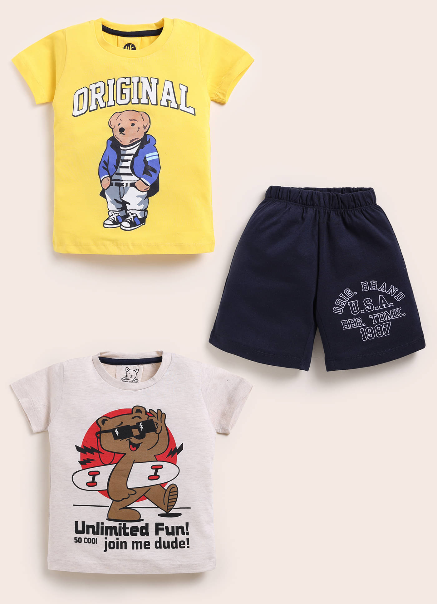 Lazy Shark Pack of 2 Boys Cotton Blend T-Shirt & Shorts Set ( Yellow ) Lazy Shark Pack of 2 Boys Cotton Blend T-Shirt & Shorts Set ( Yellow )