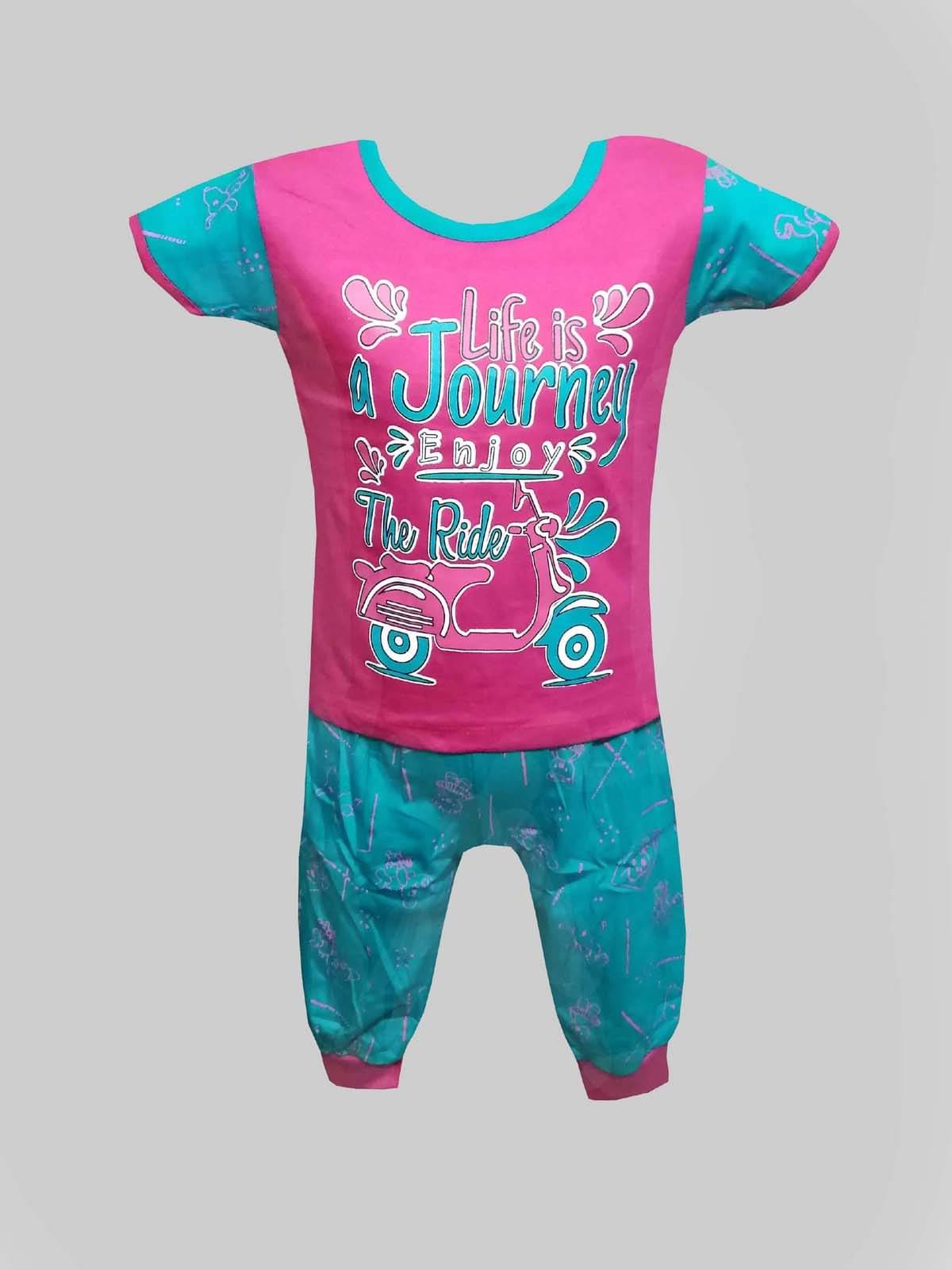     			MRB Pack of 1 Baby Girls Cotton T-shirt & Capris ( Pink )