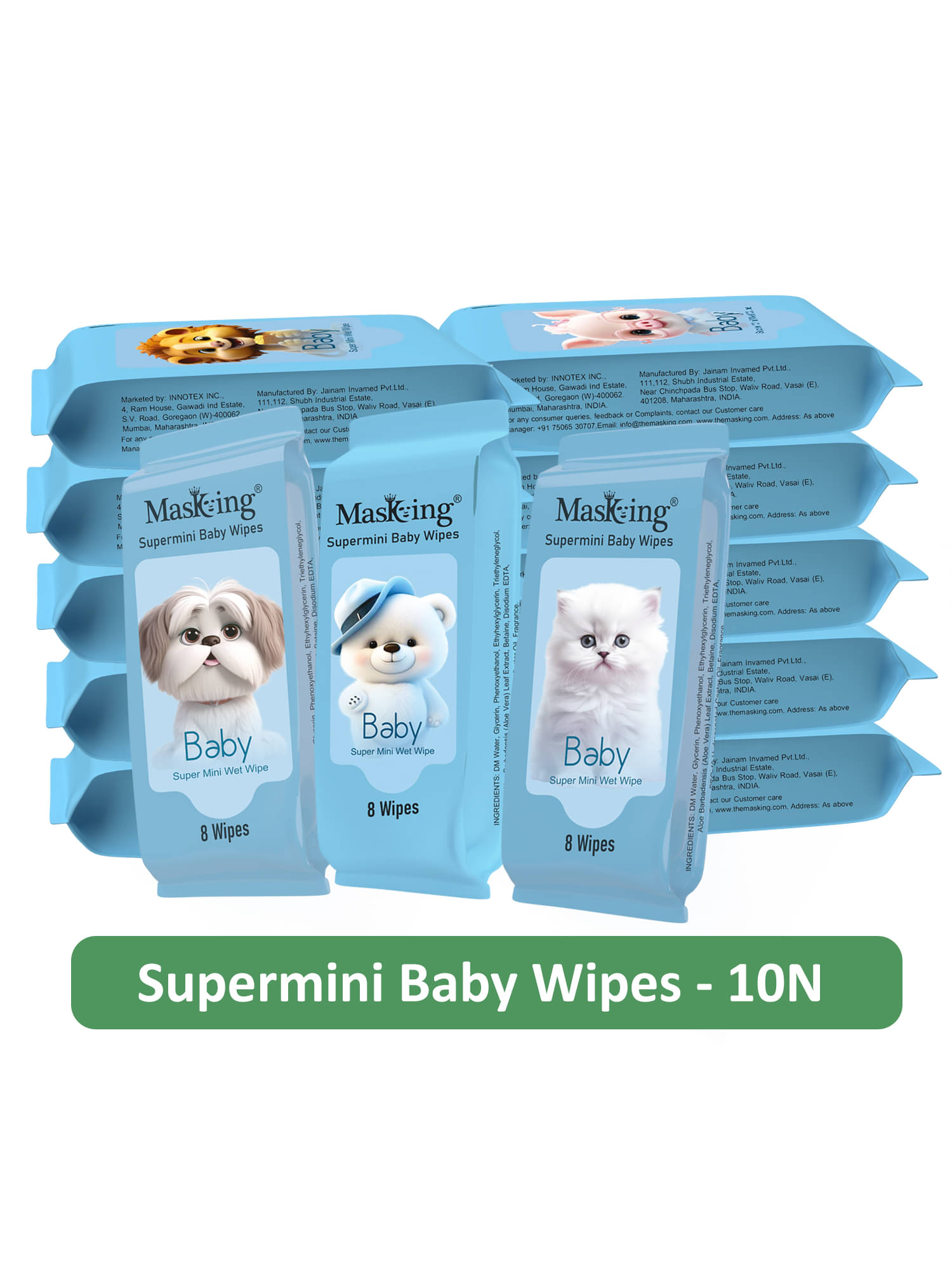     			Masking Scented Wet wipes For Babies ( Pack of 10 )
