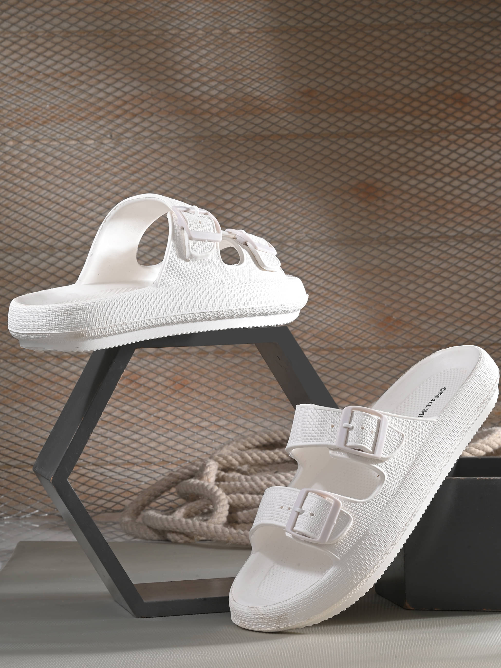     			OFF LIMITS White Men's Slide Flip Flop