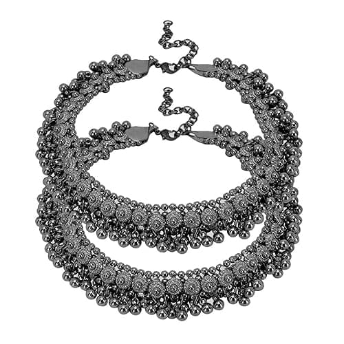 Opus Gems Silver Anklets ( Pack of 2 ) Opus Gems Silver Anklets ( Pack of 2 )