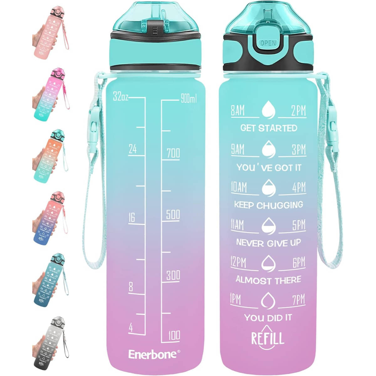     			SARVASHVA TRENDS Motivational Water Bottles, Gym Water Bottles Multicolour Plastic Sipper Water Bottle 1000 mL ( Set of 1 )