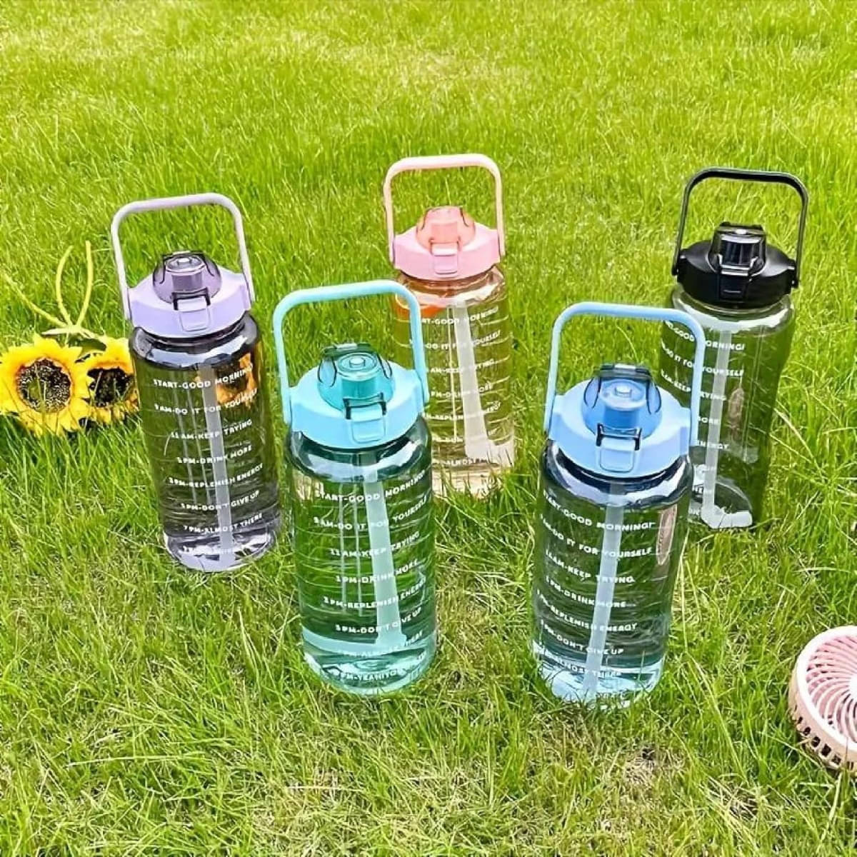     			SARVASHVA TRENDS Motivational Water Bottles, Gym Water Bottles Multicolour Plastic Sipper Water Bottle 2000 mL ( Set of 1 )