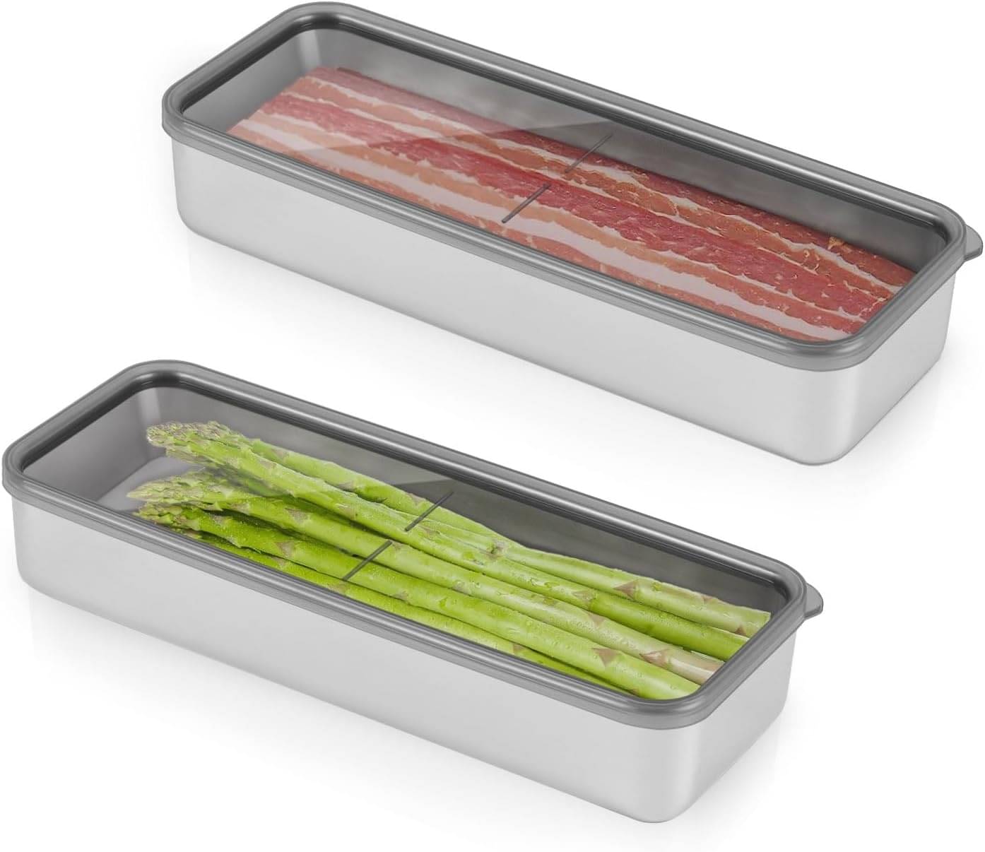     			SHARUJA Bacon Container Steel Silver Food Container ( Set of 2 )