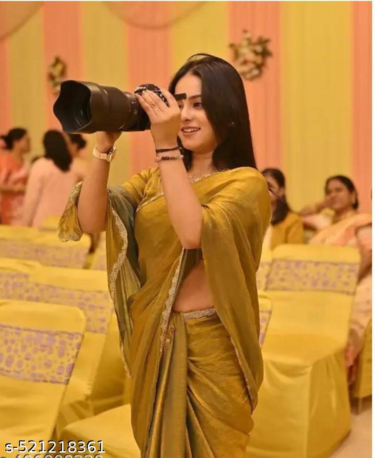 Sitanjali Chiffon Embellished Saree With Unstitched Blouse Piece ( Gold ) Sitanjali Chiffon Embellished Saree With Unstitched Blouse Piece ( Gold )
