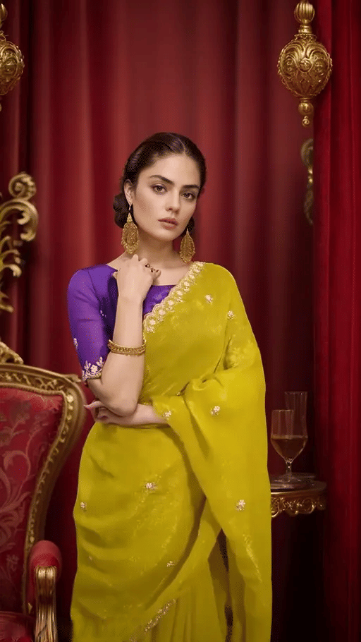 Sitanjali Lifestyle Chiffon Embellished Saree With Unstitched Blouse Piece ( Yellow ) Sitanjali Lifestyle Chiffon Embellished Saree With Unstitched Blouse Piece ( Yellow )