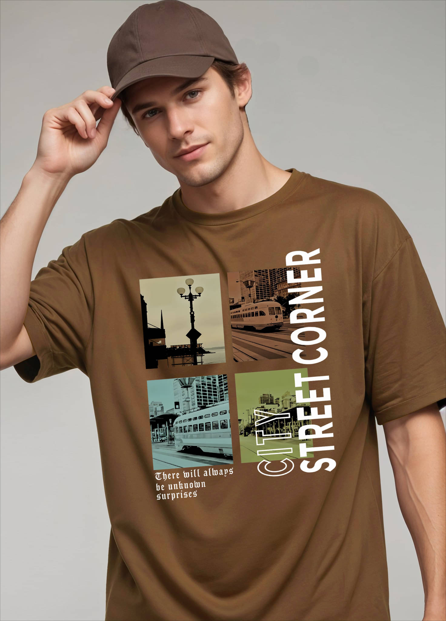     			Smartees Men Cotton Blend Oversized Fit Printed T-Shirt ( Brown )