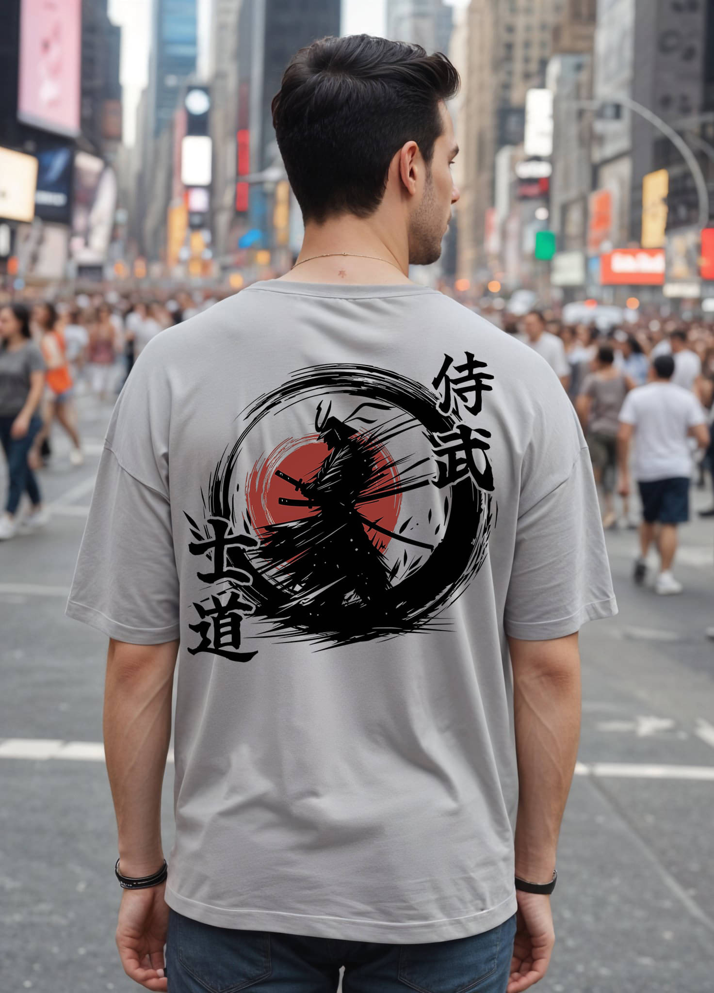 Smartees Men Cotton Blend Oversized Fit Printed T-Shirt ( Silver ) Smartees Men Cotton Blend Oversized Fit Printed T-Shirt ( Silver )