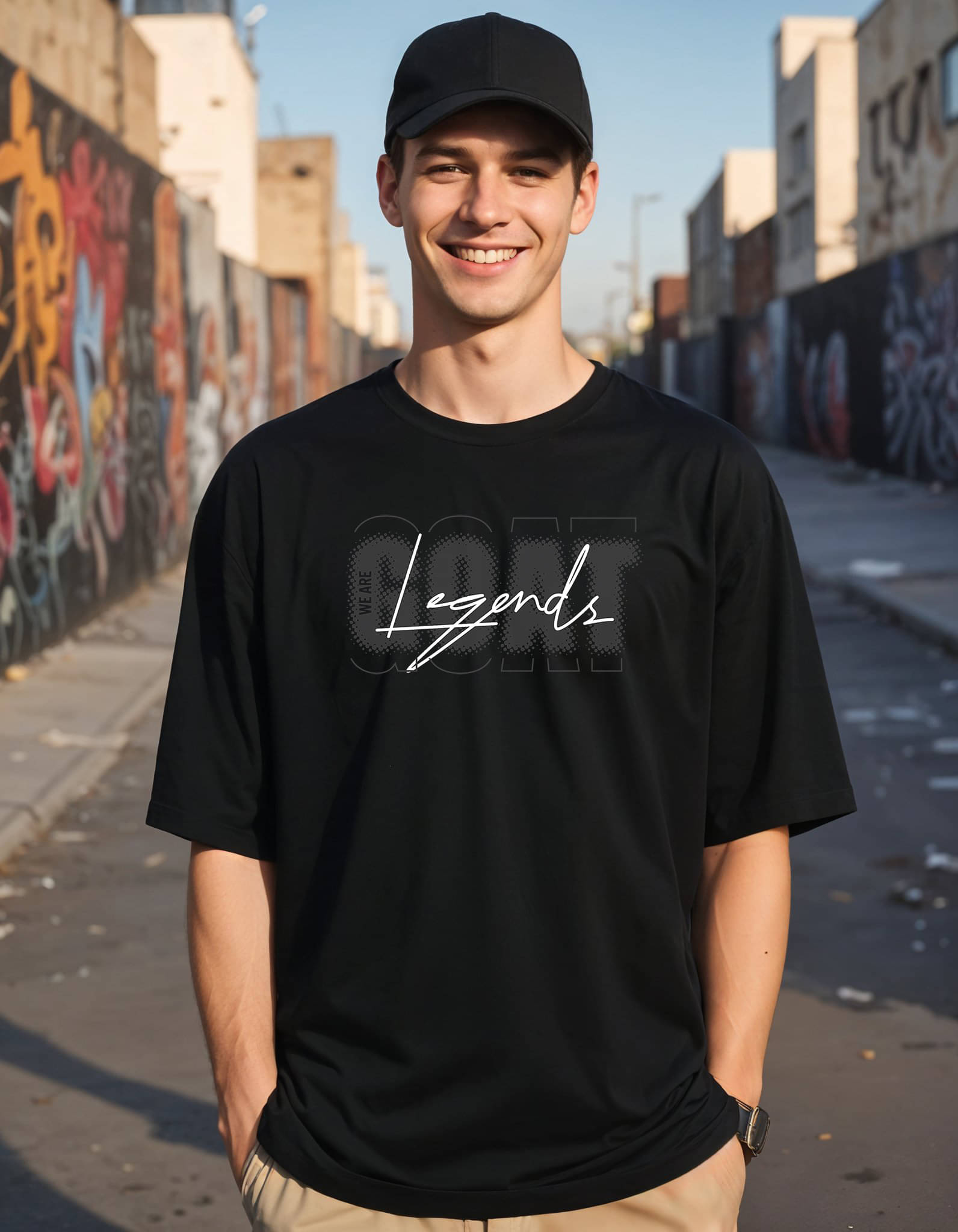 Smartees Men Cotton Blend Oversized Fit Printed T-Shirt ( Black ) Smartees Men Cotton Blend Oversized Fit Printed T-Shirt ( Black )