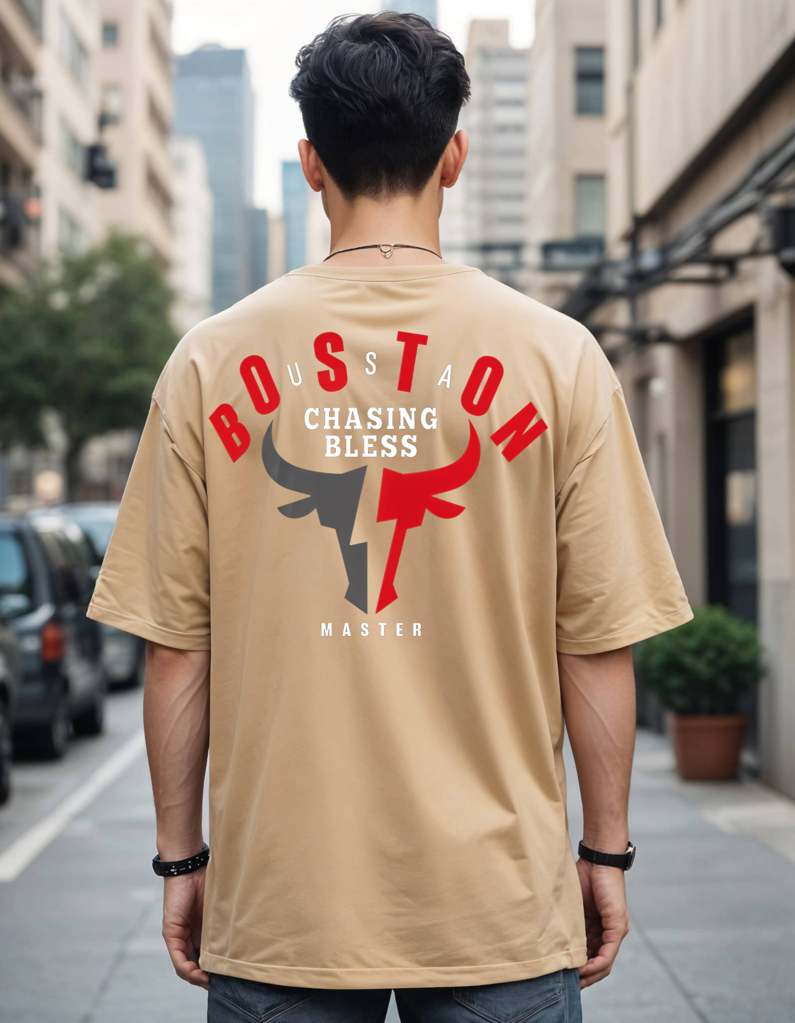 Smartees Men Cotton Blend Oversized Fit Printed T-Shirt ( Beige ) Smartees Men Cotton Blend Oversized Fit Printed T-Shirt ( Beige )