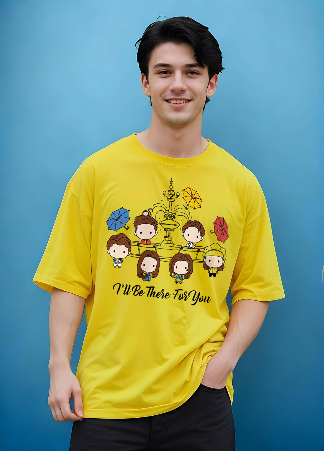 Smartees Men Cotton Blend Oversized Fit Printed T-Shirt ( Yellow ) Smartees Men Cotton Blend Oversized Fit Printed T-Shirt ( Yellow )
