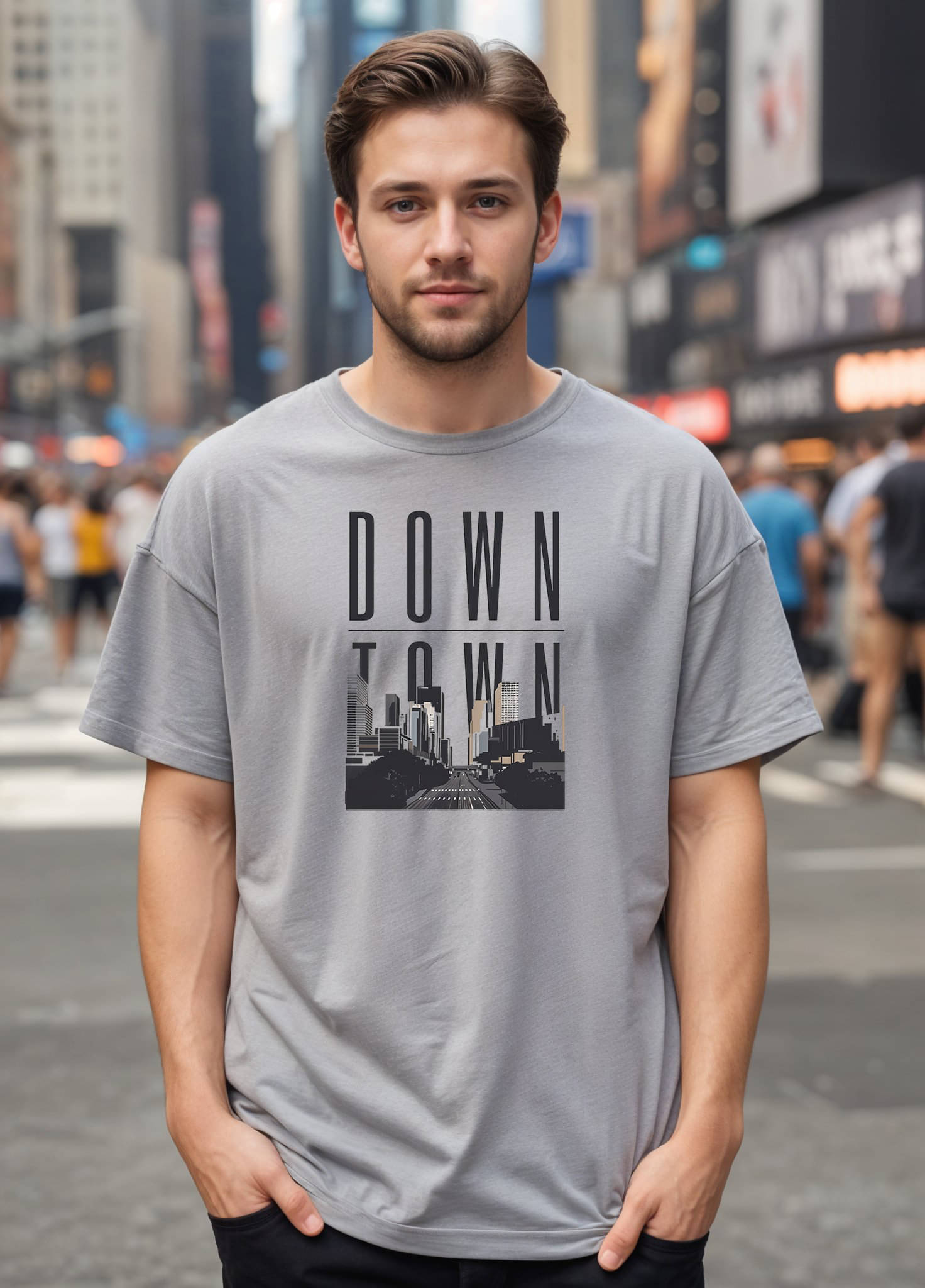 Smartees Men Cotton Blend Oversized Fit Printed T-Shirt ( Silver ) Smartees Men Cotton Blend Oversized Fit Printed T-Shirt ( Silver )