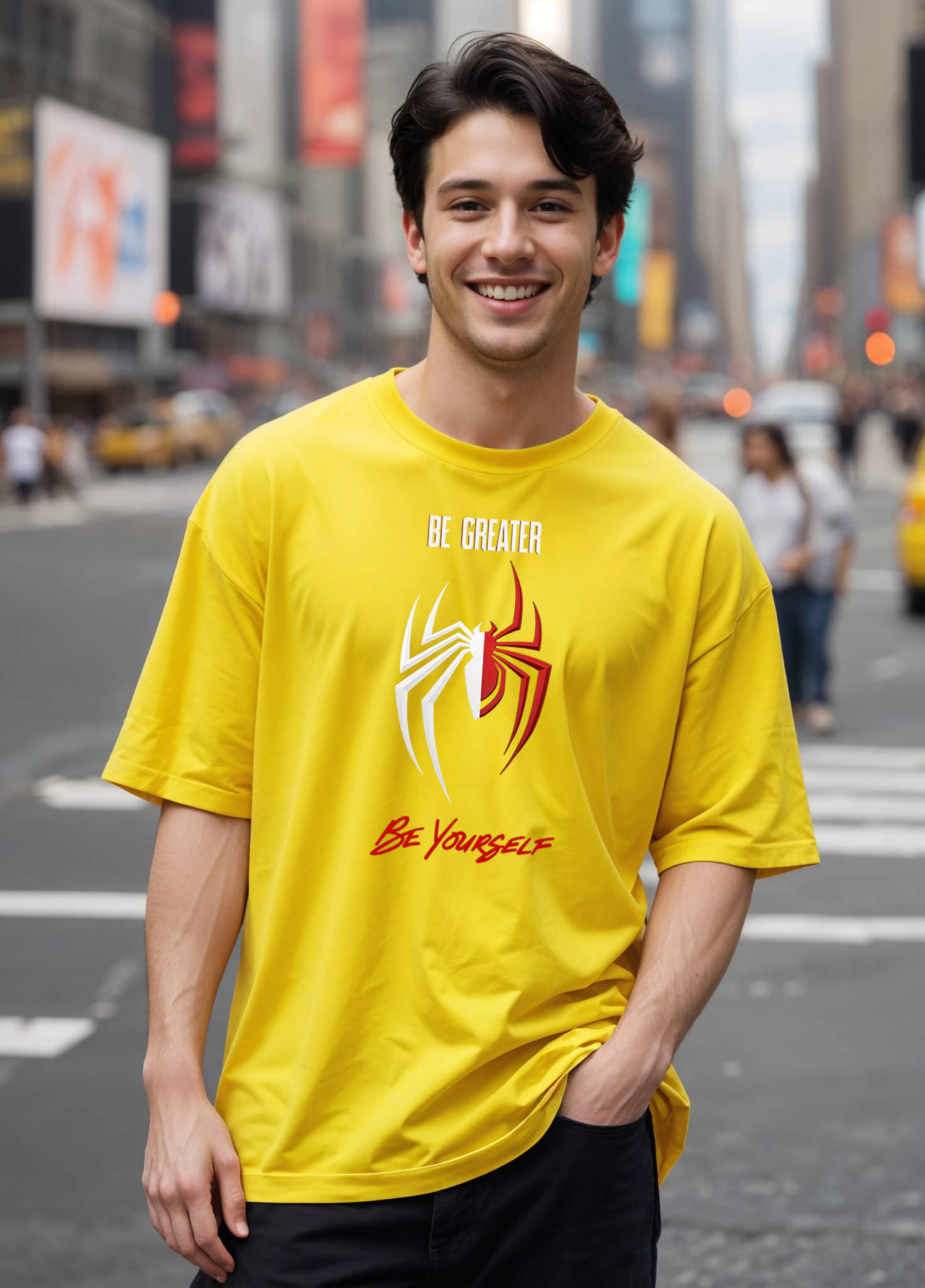 Smartees Men Cotton Blend Oversized Fit Printed T-Shirt ( Yellow ) Smartees Men Cotton Blend Oversized Fit Printed T-Shirt ( Yellow )
