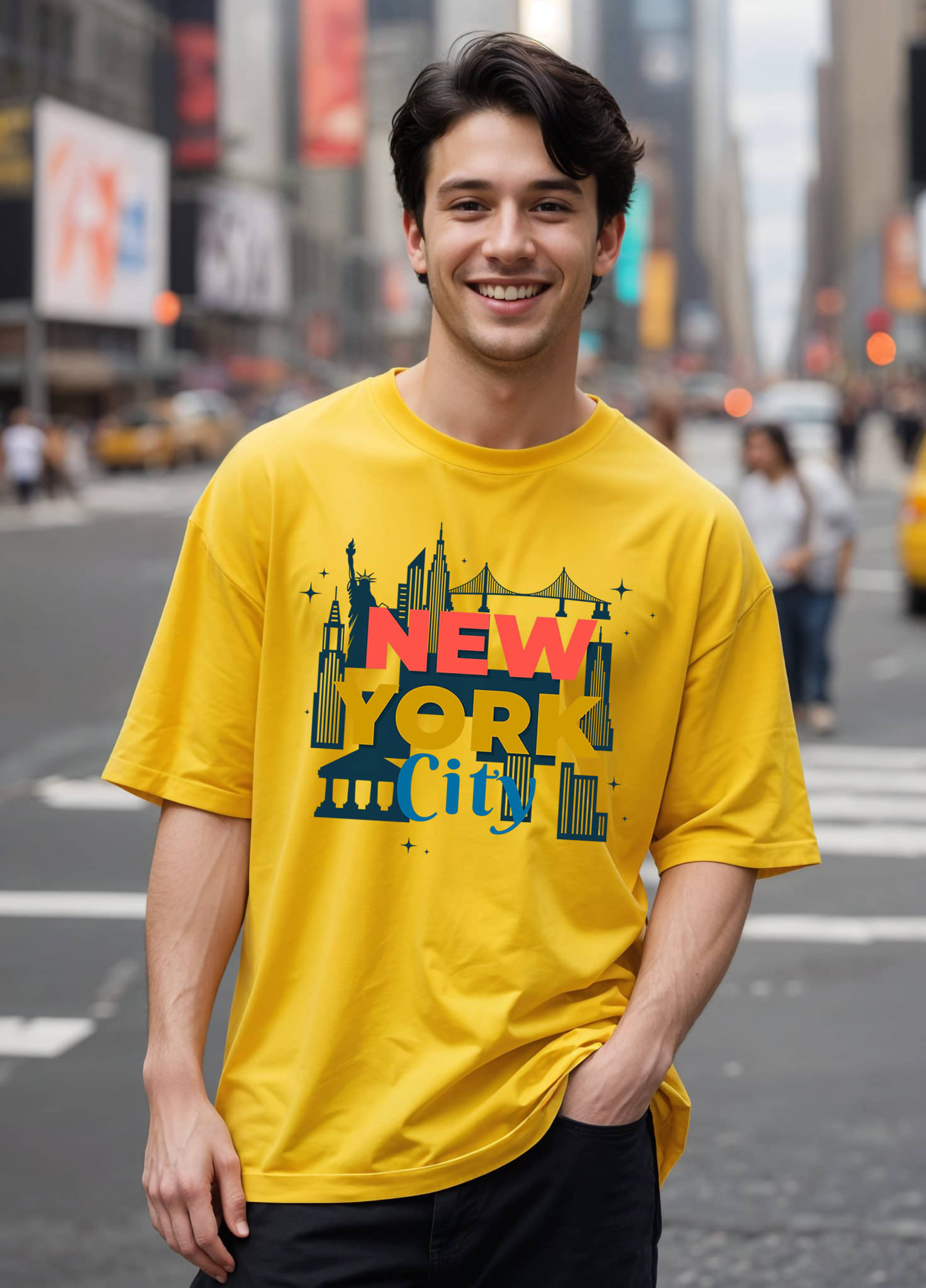 Smartees Men Cotton Blend Oversized Fit Printed T-Shirt ( Yellow ) Smartees Men Cotton Blend Oversized Fit Printed T-Shirt ( Yellow )