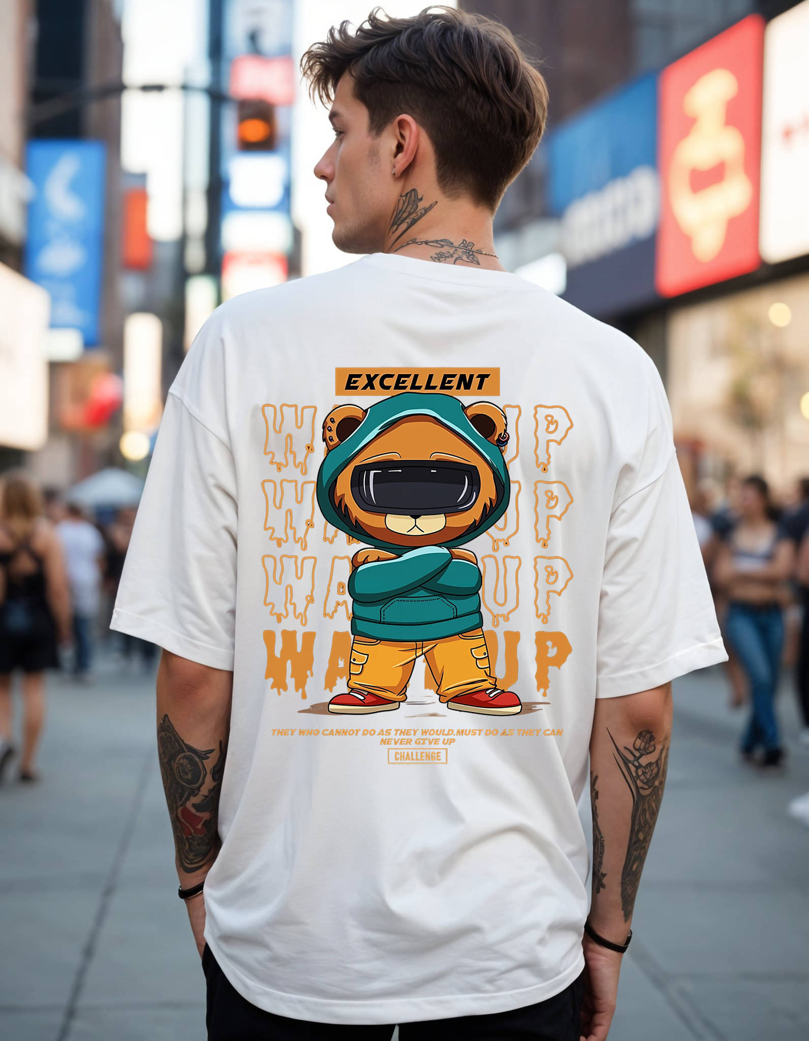 Smartees Men Cotton Blend Oversized Fit Printed T-Shirt ( White ) Smartees Men Cotton Blend Oversized Fit Printed T-Shirt ( White )