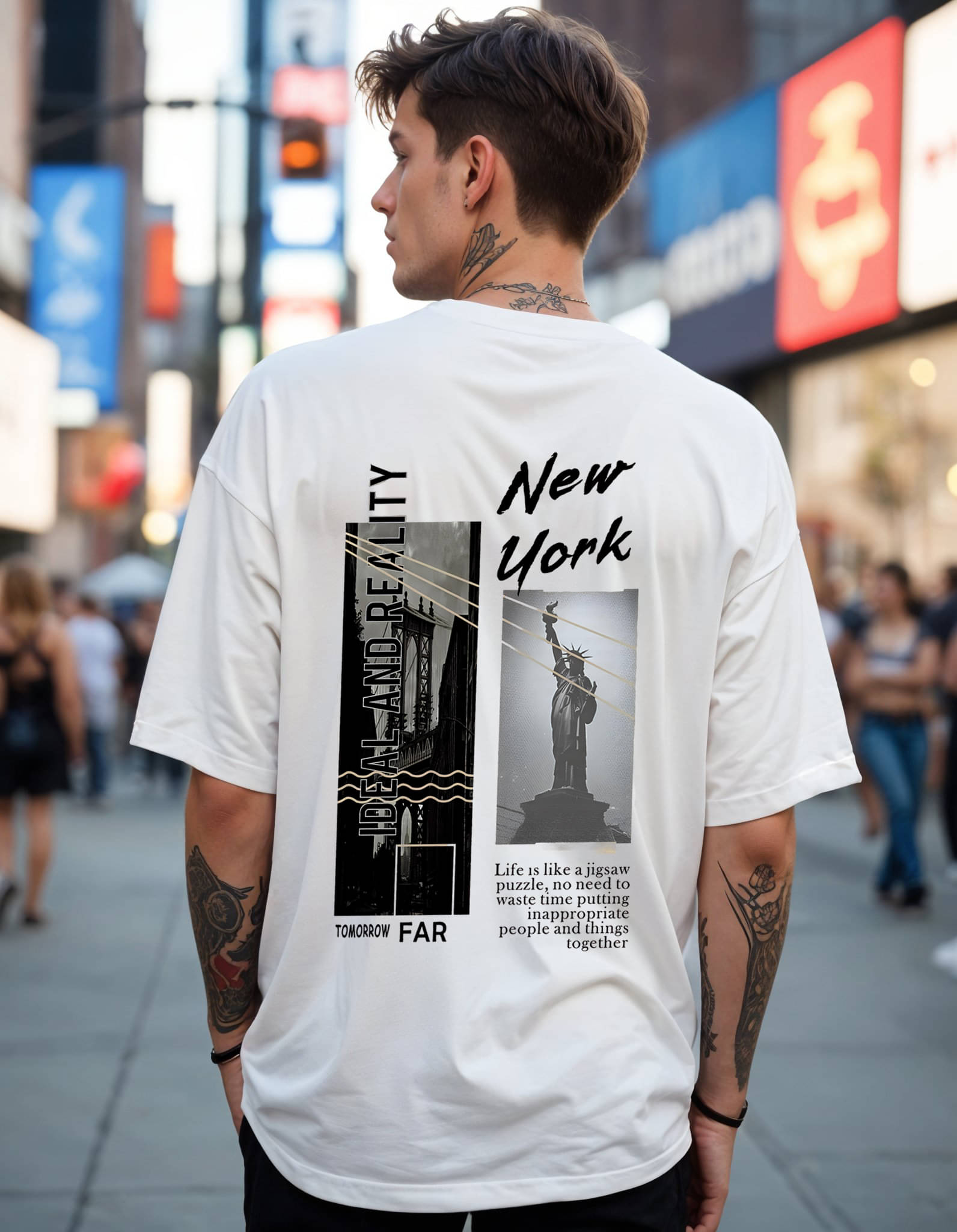     			Smartees Men Cotton Blend Oversized Fit Printed T-Shirt ( White )