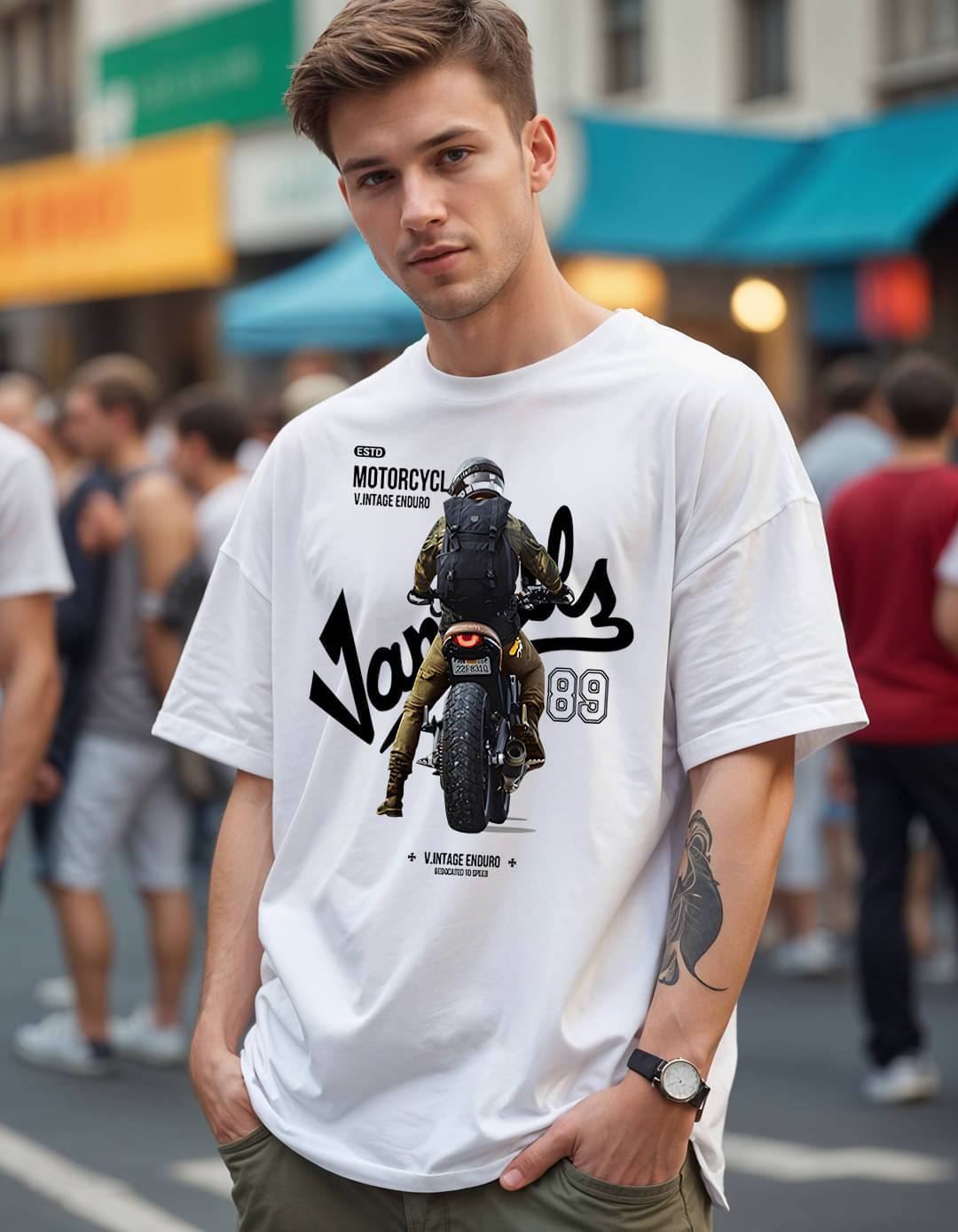 Smartees Men Cotton Blend Oversized Fit Printed T-Shirt ( White ) Smartees Men Cotton Blend Oversized Fit Printed T-Shirt ( White )