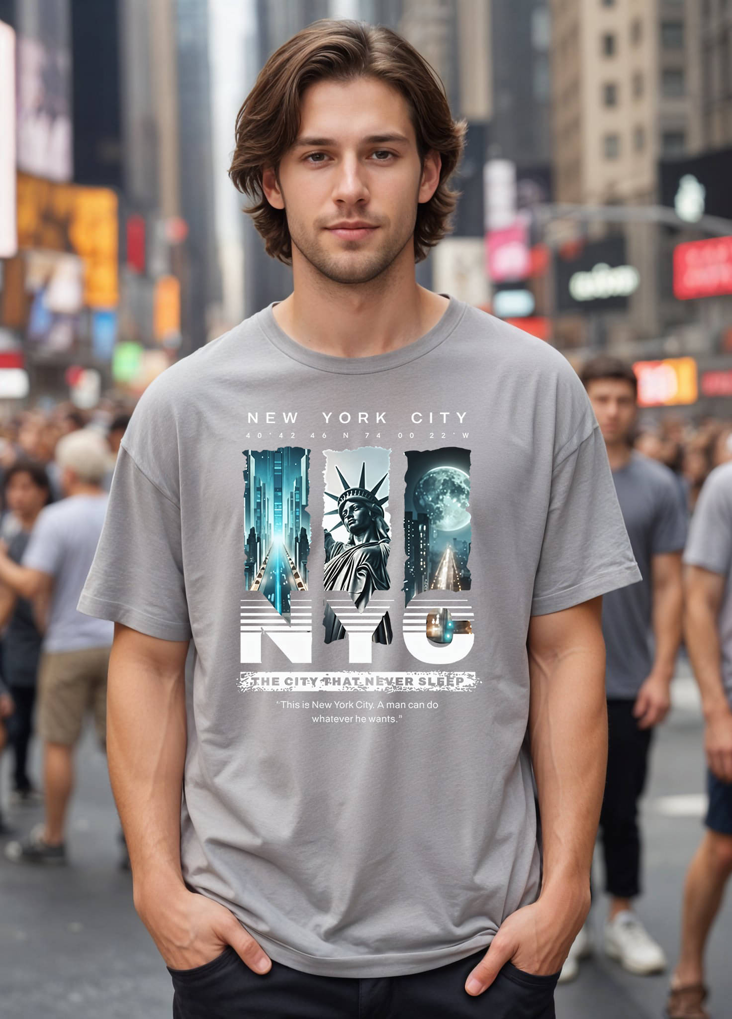 Smartees Men Cotton Blend Oversized Fit Printed T-Shirt ( Silver ) Smartees Men Cotton Blend Oversized Fit Printed T-Shirt ( Silver )